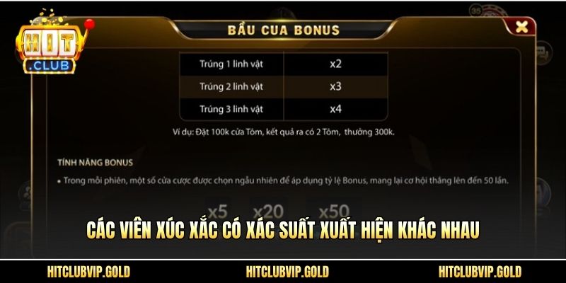 Các viên xúc xắc có xác suất xuất hiện khác nhau