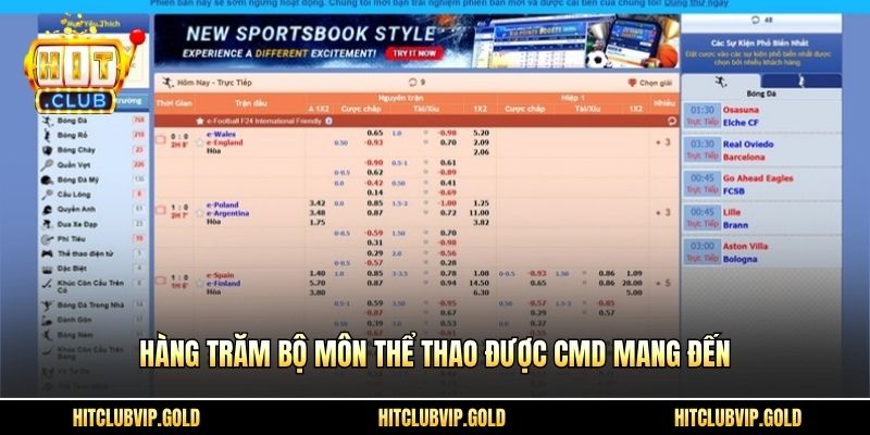 Hàng trăm bộ môn thể thao được CMD mang đến