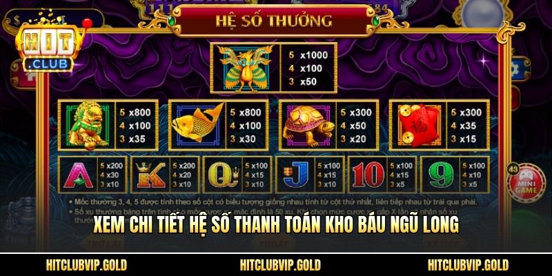 Xem chi tiết hệ số thanh toán Kho báu Ngũ Long