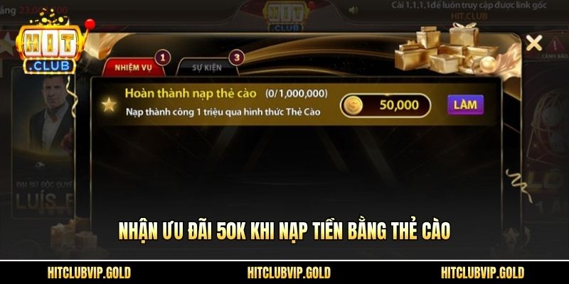 Nhận ưu đãi 50K khi nạp tiền bằng thẻ cào