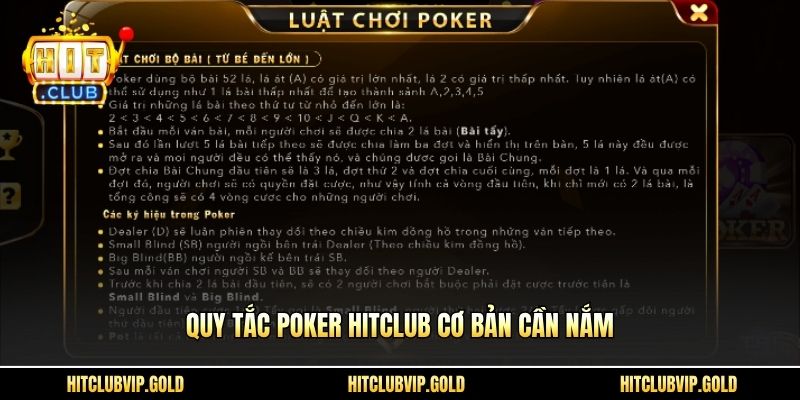 Quy tắc Poker HITCLUB cơ bản cần nắm