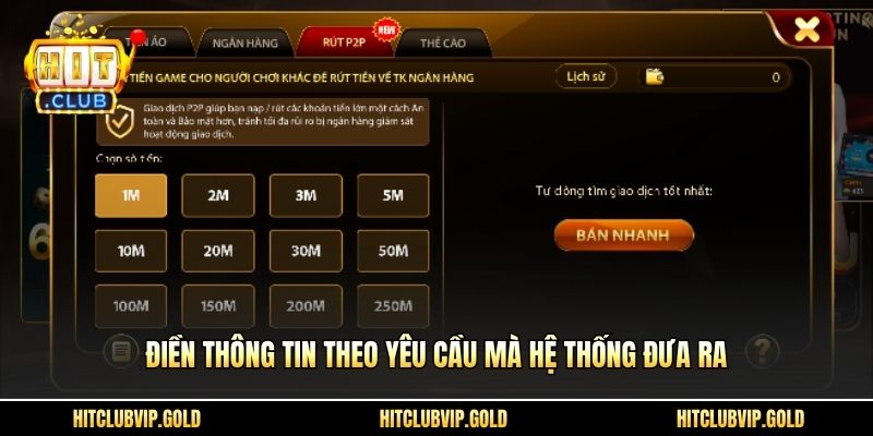 Điền thông tin theo yêu cầu mà hệ thống đưa ra