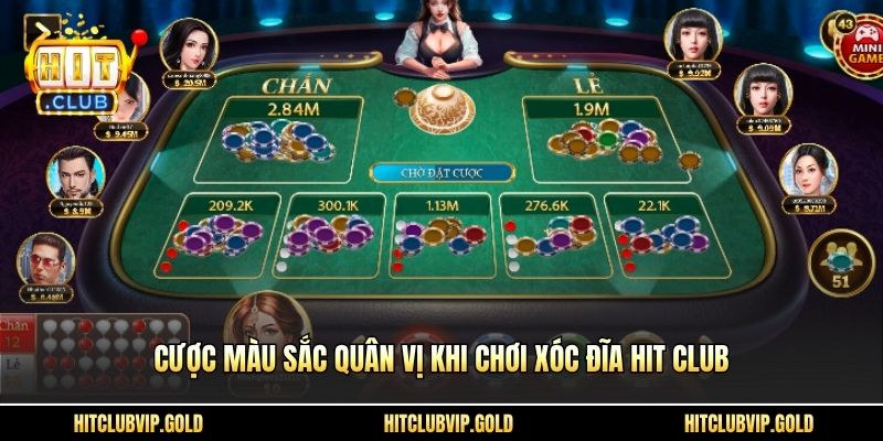 Cược màu sắc quân vị khi chơi Xóc Đĩa HIT CLUB